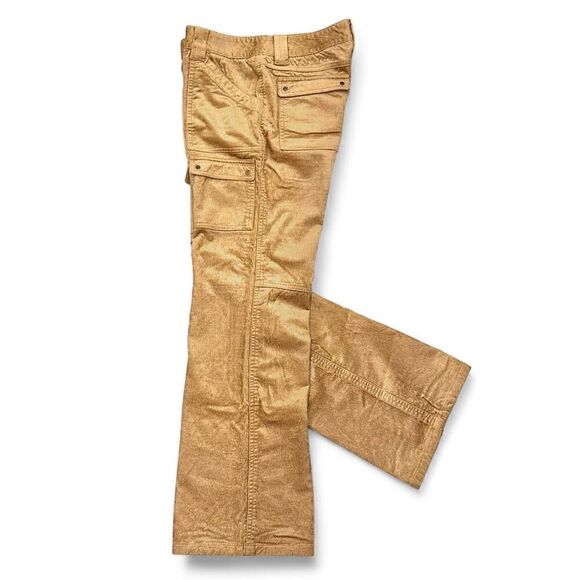 Elie Tahari Tan Sheen Corduroy Cargo Pants Sz 6 Gorpcore Utiility Fall Autumn - Picture 2 of 14